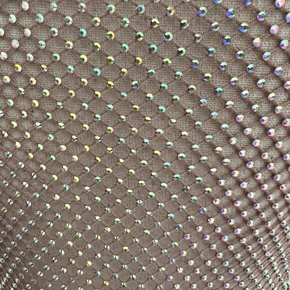 Pinko mesh beige iridescent crystal beaded tank top size M - Picture 5 of 7
